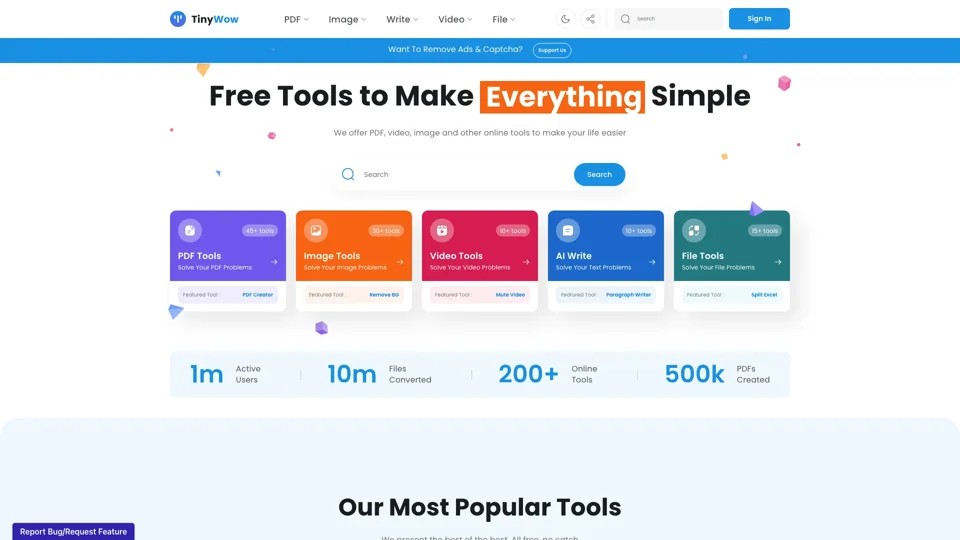 Free AI Writing, PDF, Image, and other Online Tools - TinyWow