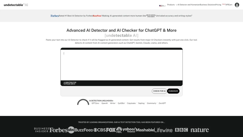 AI Detector & AI Checker for ChatGPT & More - Undetectable AI