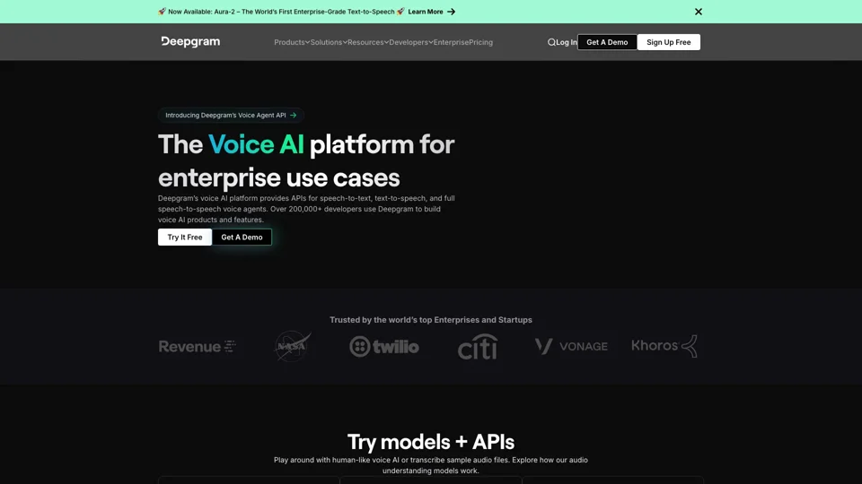 Enterprise Voice AI: STT, TTS & Agent APIs | Deepgram