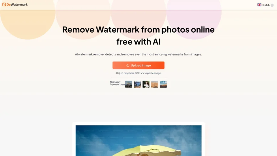 Remove watermark from images with AI watermark remover