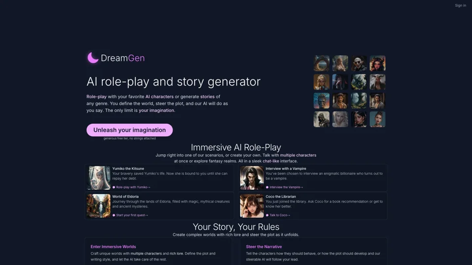 AI Role-Play and Story Generator | DreamGen