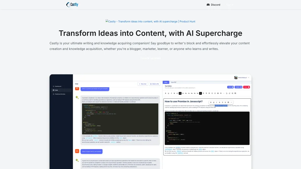 Create and share content with AI blazing fast | Castly