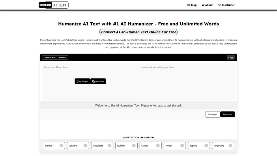 Free AI Humanizer - #1 Humanize AI Text Tool - Unlimited Words