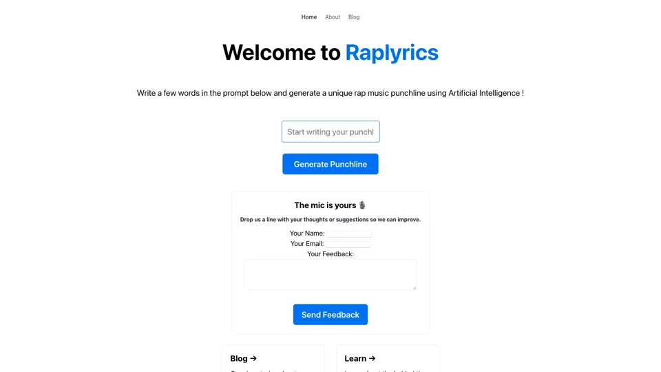Raplyrics – Generate your rap music punchlines.