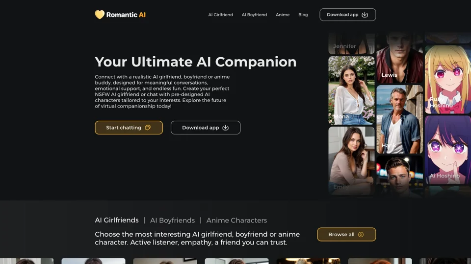 Romantic AI Girlfriend App Simulator 💛 Best NSFW AI Sexting Chat