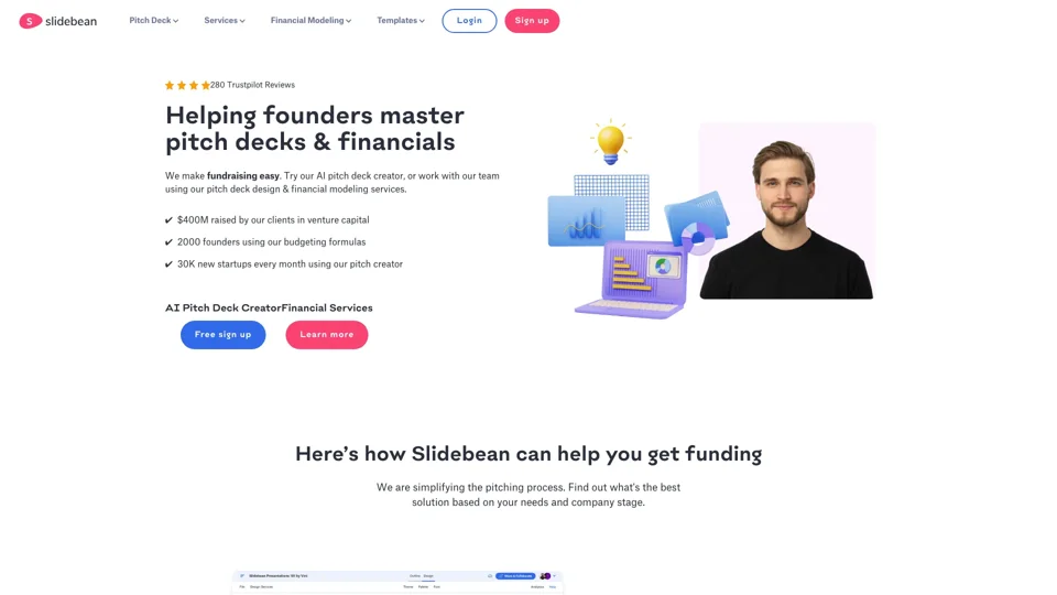 Slidebean: AI Pitch Deck Creator + Pitch Deck Design Agency