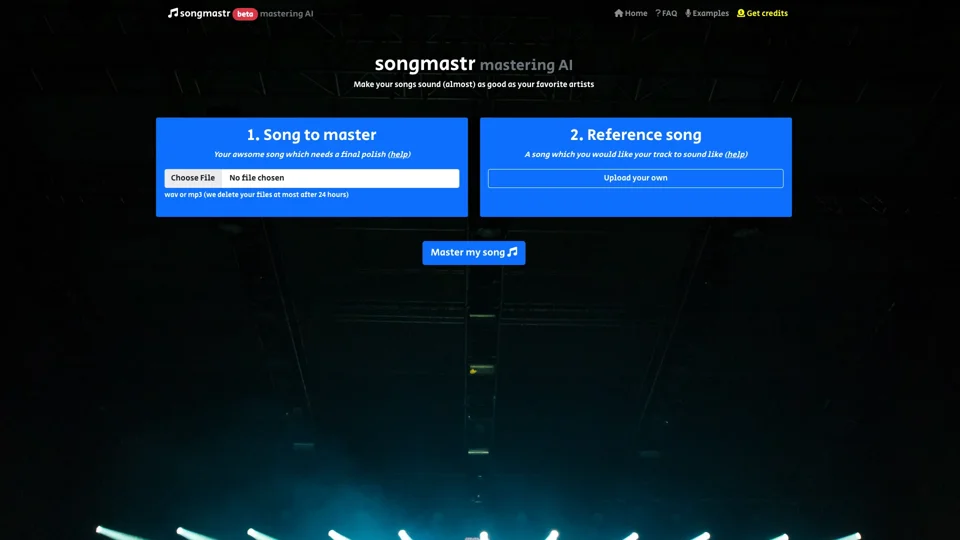Songmastr | Automatic song mastering to reference / 7 per week FREE !