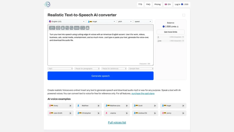 Realistic Text to Speech converter & AI Voice generator