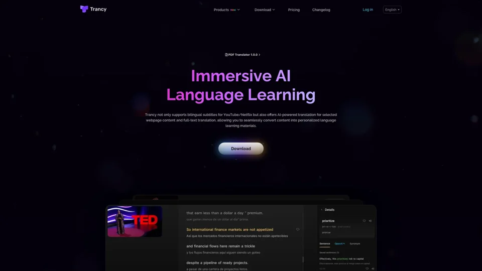 Trancy - YouTube AI Bilingual Subtitles & Language Reactor Pro