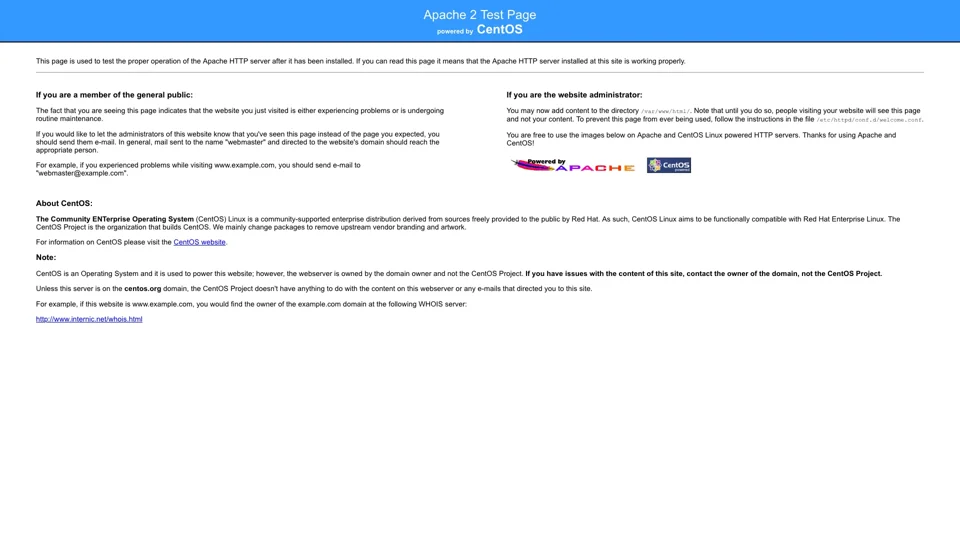 Apache HTTP Server Test Page powered by CentOS