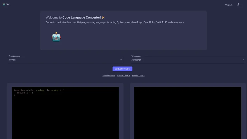 Code Language Converter - AI code converter between 120 programming languages