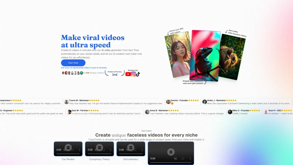 CopyCopter · AI Text to Video Generator