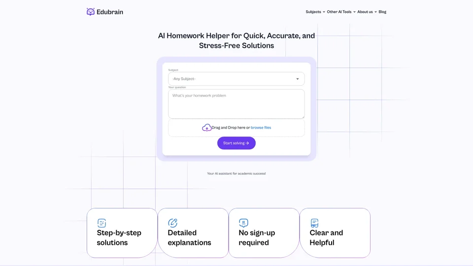 Edubrain AI Homework Helper & Picture Solver - No Signup