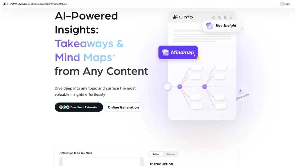 Linfo.ai - Article & Youtube Summary & Mind Map tool with GPT