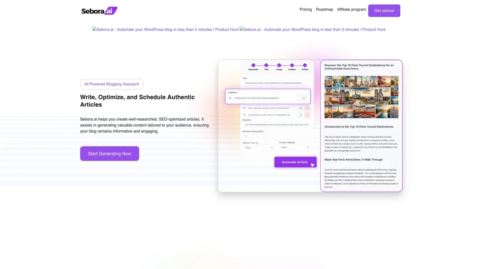Sebora | Automate your Wordpress blog in less than 5 minutes