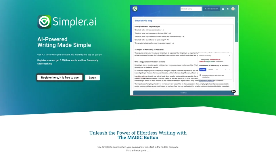 Simpler.ai – Write simpler.