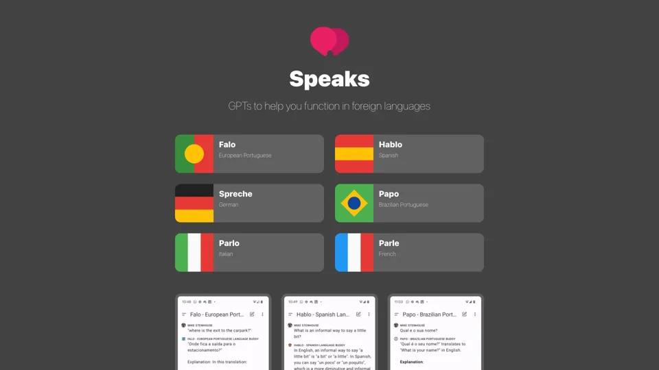 Speaks - GPTs to help you function in foreign languages