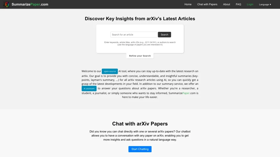 AI-Powered arXiv Paper Summarization - Ask questions about a Paper