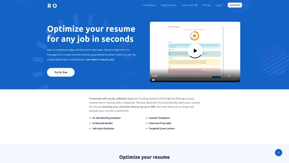 AI Resume Optimizer | Tailor Your Resume for Any Job | Resume Optimizer Pro