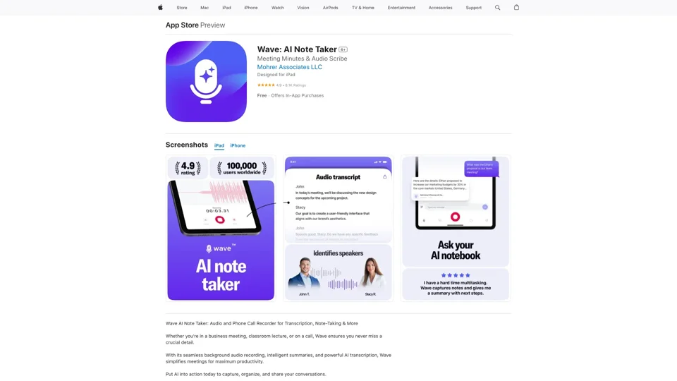‎Wave: AI Note Taker on the App Store