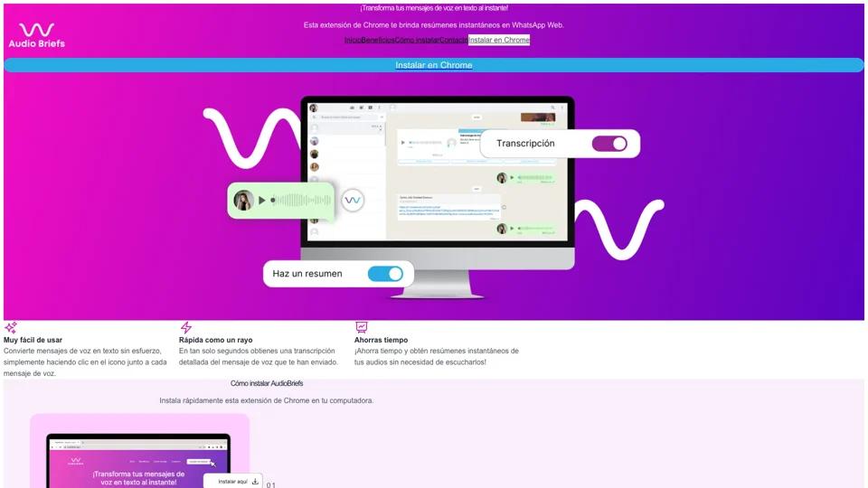 AudioBriefs – Resume y transcribe tus audios de WhatsApp con nuestra extensión de Google Chrome