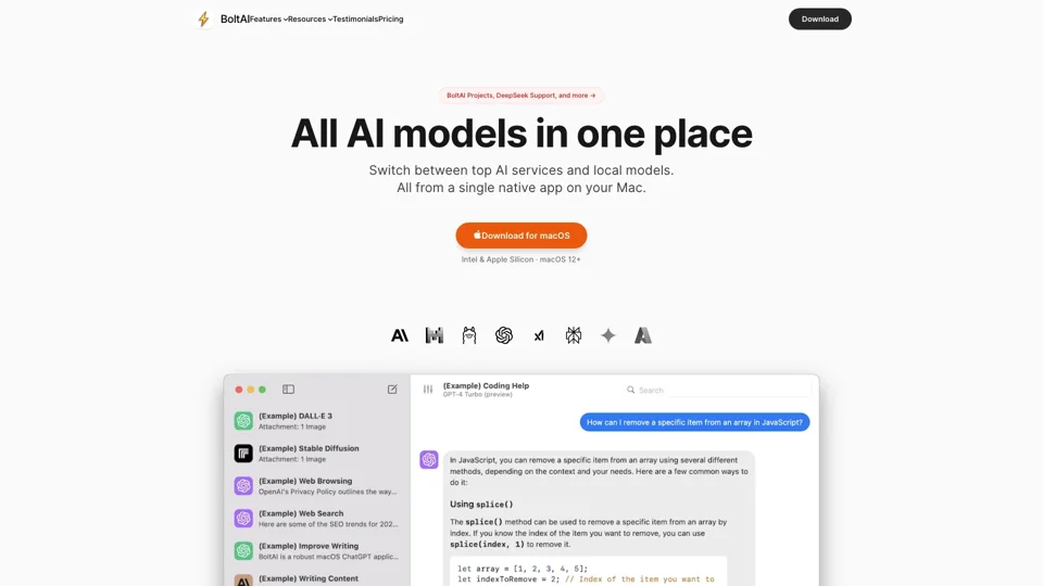 BoltAI • Native, high-performance AI app for Mac