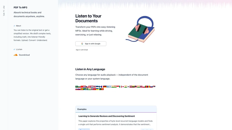 PDF to MP3 - Convert PDF Documents to MP3 Audio Files
