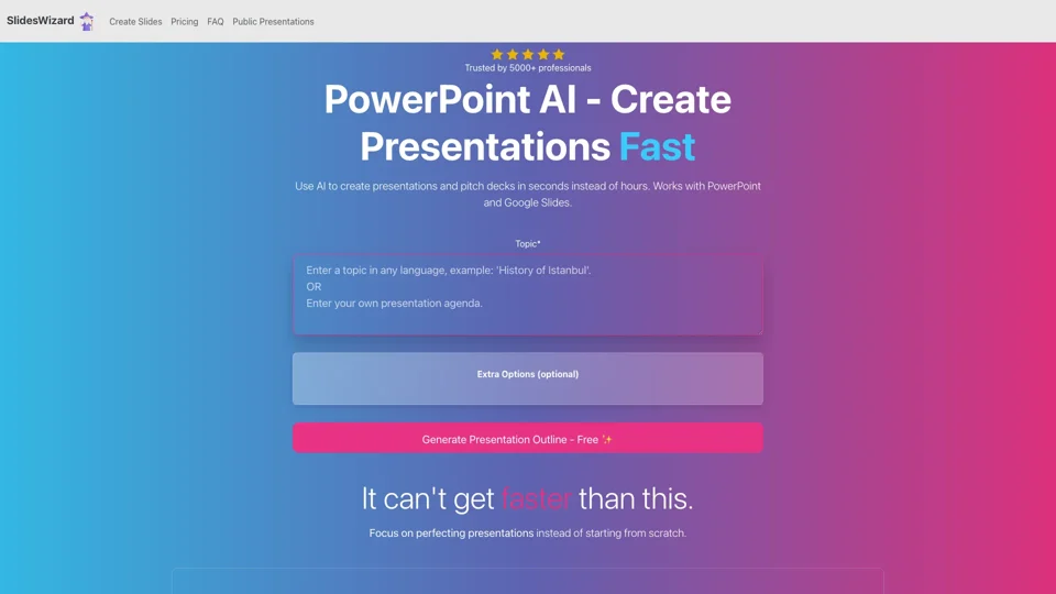 SlidesWizard | PowerPoint AI - Create Presentation Fast | Free