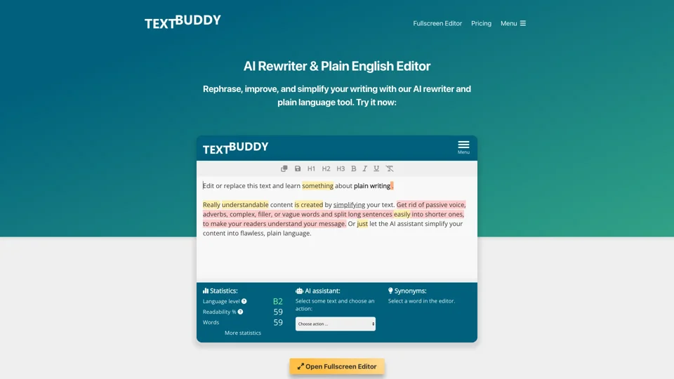 AI Rewriter & Plain English Editor - Free Without Login