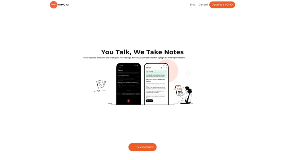 VOMO - Transcribe Meeting Notes