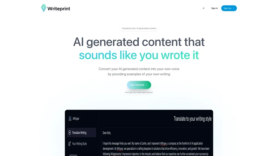 Writeprint.ai - Humanize your AI generated content