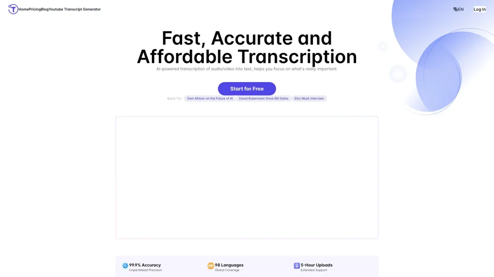 Transcribe Audio and Video to Text Free Online | Yescribe.ai