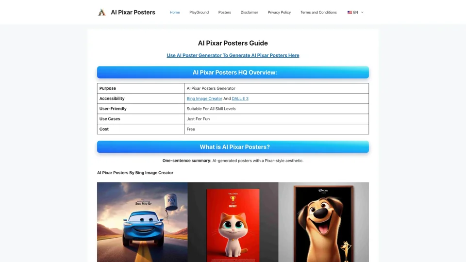 AI Pixar Posters - Free AI Pixar Style Poster Generator Online And Guide