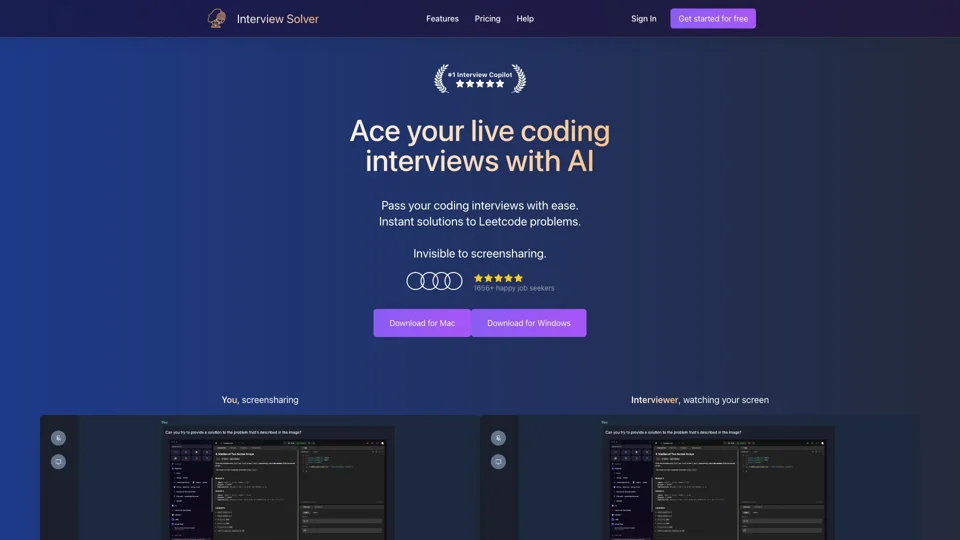 Interview Solver | Interview Copilot for solving live coding and system design interviews. Ace your LeetCode, HackerRank, and CoderPad interviews